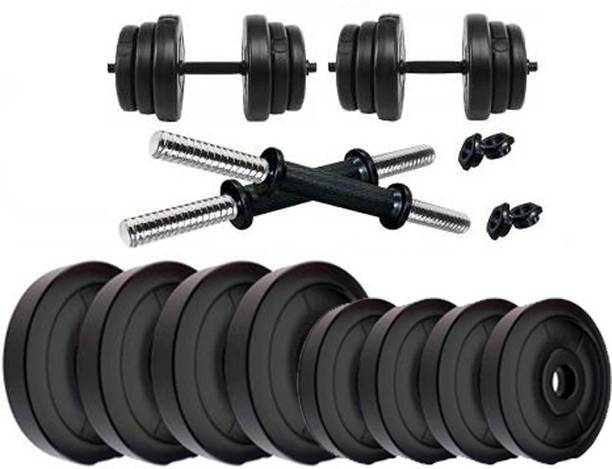 COGNANT Fitness (2.5kg * 4 + 2kg * 4) 18kg PVC Weight + 2 Dumbbell RODS Adjustable Dumbbell