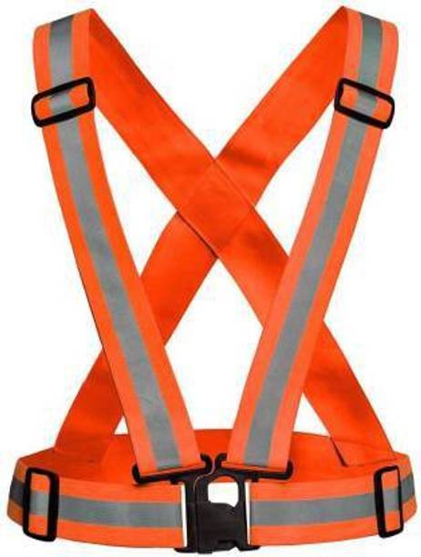 Xyno Premium High Quality Reflective Vest for Outdoor Sports ,Night Cycling Reflector Strips Cross Belt Stripes Adjustable Vest Safety Jacket belt Safety Jacket (Green) Safety Jacket