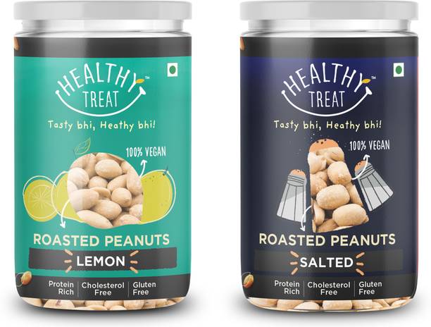 Healthy Treat Roasted Peanut Lemon and Classic Salted Combo 400 gm (Pack of 2 - 200 gm Each) | Preservative Free | Protein Rich