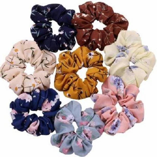 esskk 8 Pcs Hair Scrunchies Chiffon Elastic Floral Hair Bands Scrunchy Hair Ties Ropes Scrunchie Simple Multi-Colored Hair Accessories Set for Women or Girls (Multi Design) Hair Band