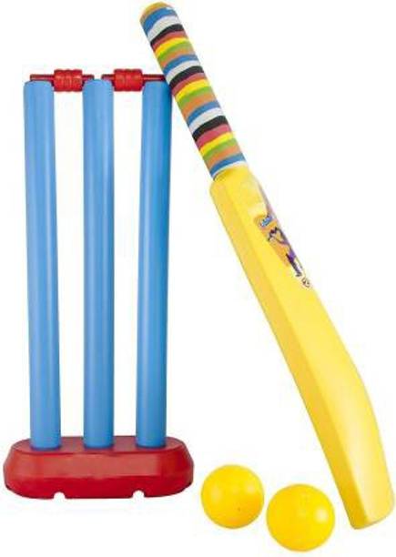 SKTOYZONE Plastic Light Weight Cricket kit for Kids Boys Bat & Ball Set Cricket Set with Stump and Ball Kit for 5-10 Year Old Kids Boys(1 bat, 2 Ball,