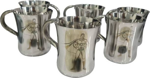 D S MILK MUG/ CUP SM CARTOON PRINT 330 ML CAPACITY6 PIECES Stainless Steel Coffee Mug