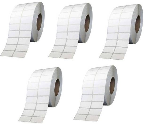 youtech 50 mm X 25 mm, (White) Direct Thermal Barcode Labels (DT), Set of 5 Roll, 3000 Labels In Roll, No Need Carbon Ribbon, Paper Label ,2’’up (Smooth White) dt Paper Label