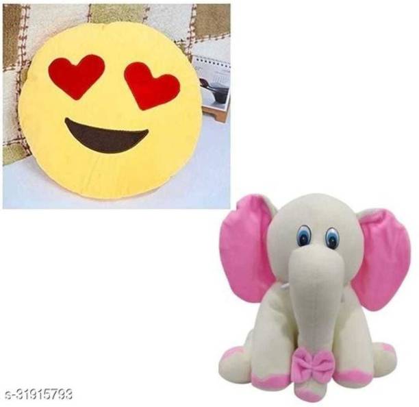 KPN Soft Lovable Hugable For Sitting Elephant And Smiley Soft Toys For Kids Toys Bithday Gift - 30cm (Multicolor)  - 30 cm