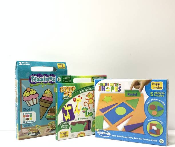 इमेजिमेक Toddler's Learning & Creative Kit - Includes Shape Puzzle, Stamp Art & DIY Window Art Activity
