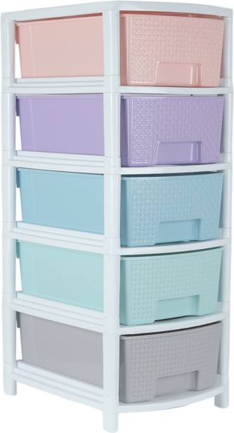 Randal Modular 5 Layer Drawer Storage Organizer for Home/Bedroom/Beauty Parlour and Kitchen ( Multicolor ) Plastic Free Standing Chest of Drawers