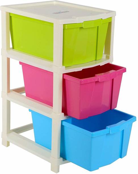 COROFFY 3 Layer Multi-Purpose Modular Foldable Drawer Storage System for Home and Office Plastic Free Standing Chest of Drawers