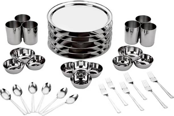 KIARAA Pack of 36 Steel Dinner Set
