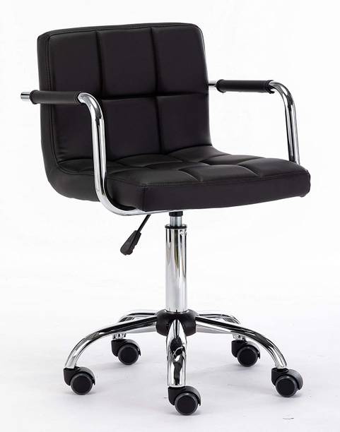 Finch Fox Height-Adjustable Faux-Leather Arm Small Office Desk Chair for Computer, Salon, Spa, Bar, Medical, Kitchen Beige Color Leatherette Office Executive Chair