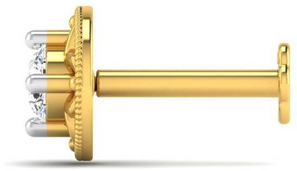 LORDS JEWELS Courtyard of light Diamond Nose Pin 18kt Diamond Yellow Gold Stud