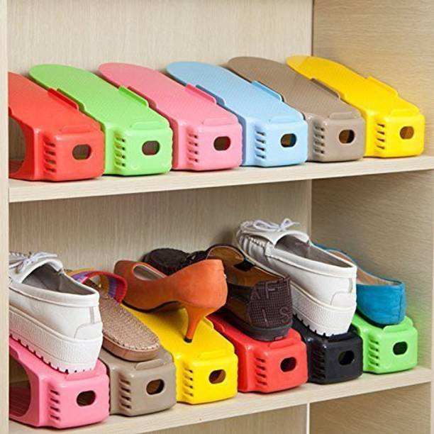 Merak Adjustable Shoe Slots Organizer Plastic Shoe Stand