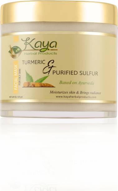 Kaya Herbal Product Organic & Ayurvedic Turmeric & Purified Sulfur Facial Mask For Oily Skin Pimples Removal & Acne Prone Skin Spot Treatment For Blemishes/ Pollutants/ Dust/ Dirt Women & Men