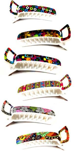 BHARATGAURAV Mandala pattern Banana Clip Claw Hair Accessories for Women and Girl (Pack of 6 Multipattern) Banana Clip