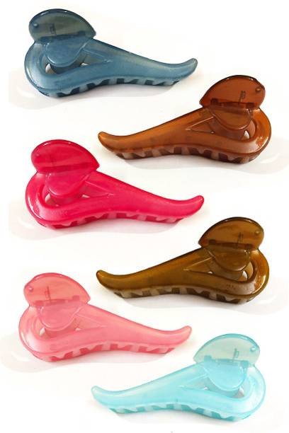 BHARATGAURAV Plastic Hair Clutch for Women Medium Size Butterfly Hair Clips Trendy Hair Clip hair claw (Medium, Multicolor) - Pack of 6 Banana Clip