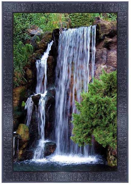 PnF Vastu Waterfall Landscape Scenery Wood Photo Frames with Acrylic Sheet (Glass) 8501 डिजिटल रीप्रिंट 14 inch x 10 inch पेंटिंग