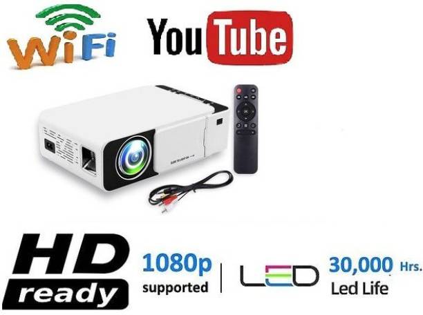 IBS T6 WIFI LED Projector 1080p Full HD with Built-in YouTube - Supports Wifi, HDMI,VGA,AV IN,USB, Miracast - Mini Portable 4700 lm LCD Corded Portable Projector