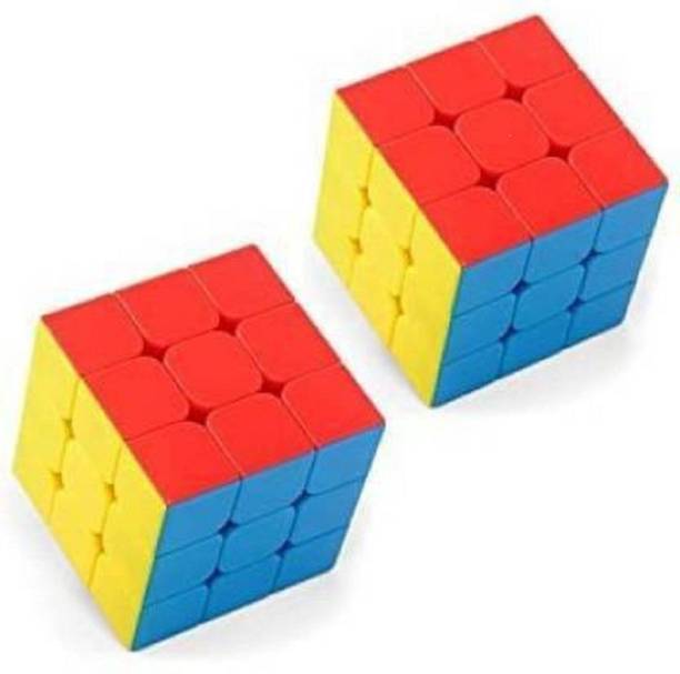 HREYANSH COLLECTION High-Speed High-Stability Magic Sticker less 3x3x3 Puzzle Cube Toy for Kids & Baby | Unique Birthday Gift (2 Pieces)
