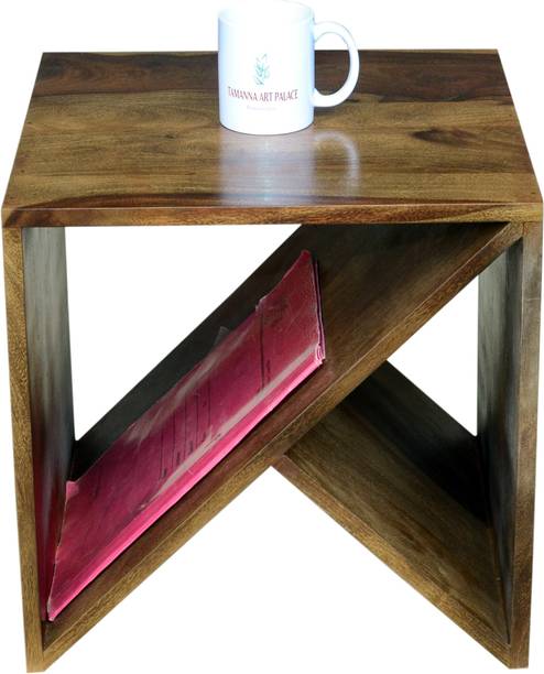 Tamannaartpalace Solid Wood Bedside Magazine Table in Walnut Finish with Storage Solid Wood Side Table