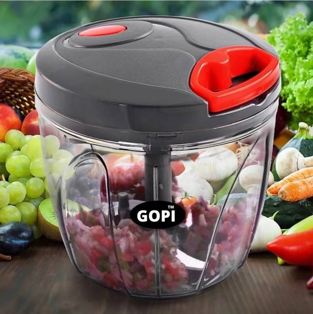 gopi by GopiStore Big Size 1000ml Black Color Dori Handy Manual Quick Onion Chopper for Kitchen Vegetable & Fruit Chopper