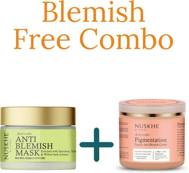 Nuskhe By Paras Blesmish Free Combo for Men and Women - Anti Blemish Mask (50 Gram) and Pigmentation Papaya Anti Blemish Cream (100 Gram) for Men and Women