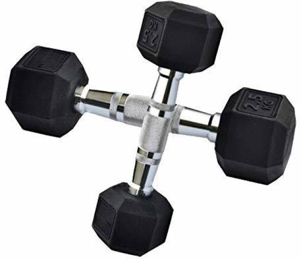 COUGAR Hexa Dumbbells, 2.5Kg Pair Rubber Coated Professional Hex Dumbbell Set Fixed Weight Dumbbell