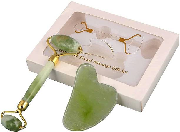 Ladista LDTZM-05 Jade Double Sided Face Roller & Gua Sha Scraping Facial Massager Sourced from Highest Altitude of Himalaya (Premium Grade Stone) Massager