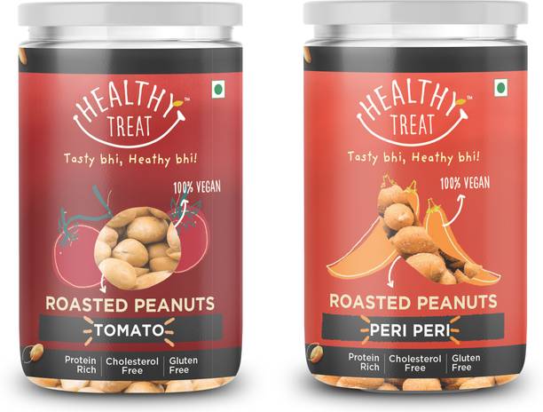 Healthy Treat Roasted Peanut Tomato and Peri Peri Combo 400 gm (Pack of 2 - 200 gm Each) | Preservative Free | Protein Rich
