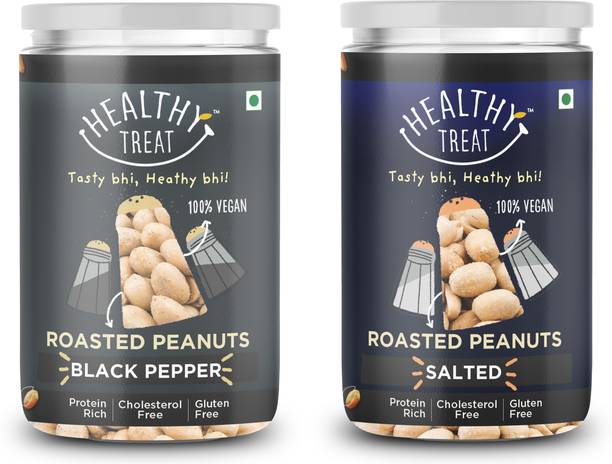 Healthy Treat Roasted Peanut Classic Salted and Black Pepper Combo 400 gm (Pack of 2 - 200 gm Each) | Preservative Free | Protein Rich