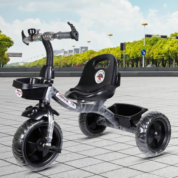Stepupp Grow BABY TRICYCLE FOR KIDS WITH FRONT AND BACK BASKET BLACK COLOUR KIDS TRICYCLE RECOMMENDED TRICYCLE FOR BABY GIRL OR TRICYCLE FOR BABY BOY OR TRICYCLE FOR TODDLER GIRL OR TRICYCLE FOR TODDLER BOY RECOMMENDED FOR TODDLER 1,2,3,4,5 YEAR CHILDREN TRICYCLE FOR KIDS STP G BLACK BASKET-03 Tricycle