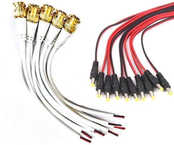 ATEKT BNC Connector and 10 Red Black DC Connector Combo for Hikvision CCTV Camera bnc 10 dc 10 (pack of 20 ) BNC /DC Wire Connector