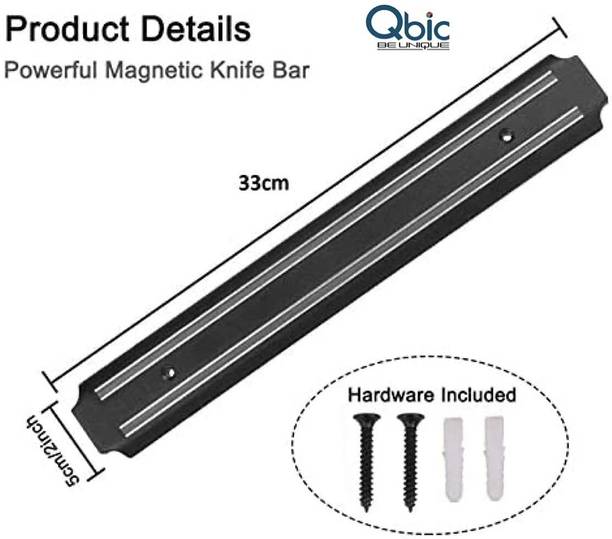 QBIC Multipurpose Wall Mounted Knife Tools Kitchen Knife Storage Magnetic Rack Strip Holder 33CM, Knife Stand Magnet Kitchen Organiser Magnet Pack of 1