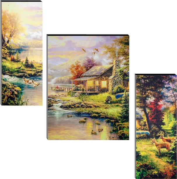 TNFArt Set Of 3 Modern Art Home Décor 3d Digital Reprint 12 inch x 18 inch Painting