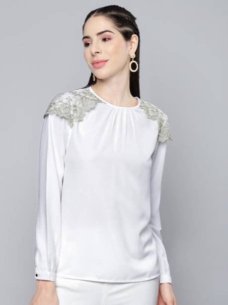 SASSAFRAS Casual Full Sleeve Solid Women White Top
