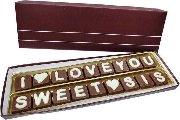 FabBites I love you sweet sis message Chocolate, Raksha Bandhan Special chocolate gift pack for sister Bars