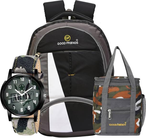 GOOD FRIENDS Casual Backpack / Collage Bag / Office Tiffin Bag / Army Watch Waterproof Lunch Bag