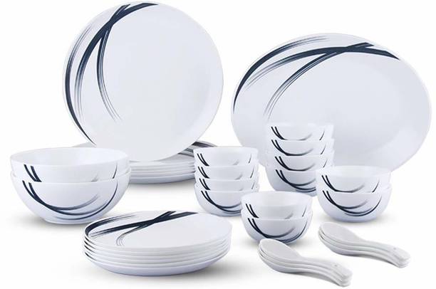 बोरोसिल Larah by Borosil - Moon Series, Indigo Stella, 33 Pcs, Opalware Dinner Set 33 का पैक डिनर सेट