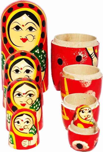 TOYS HOUSE Hand Painted Russian Matryoshka Stacking Dolls- Set of 5 Piece