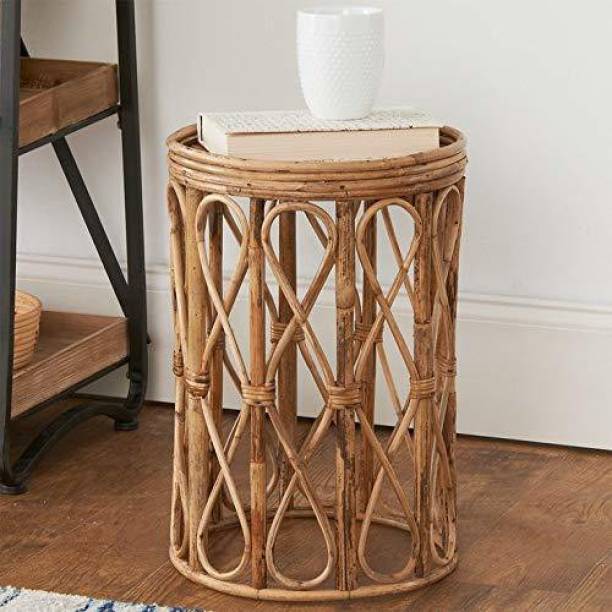 GIG Handicrafts GIG Handicrafts Handcrafted Eco-freindly Cane and Bamboo Patio Stool with Cushion Ottoman Garden Stool Chair Side Table Outdoor & Cafeteria Stool