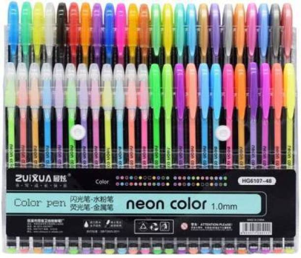 Kivya 24 Pc Gel Pens set Color gel pens,Glitter, Metallic, Neon pens Set Good gift For Coloring Kids Sketching Painting Drawing Gel Pen