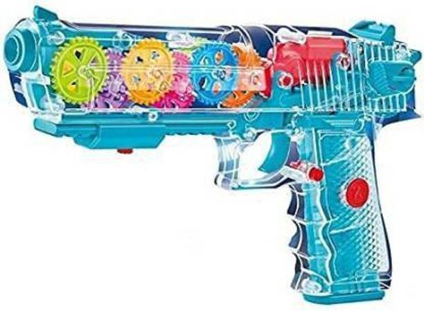 SR Toys Transparent Glow Gun with Musical Blaster with Moving Gears Concept Gun Toys with Colourful Flashing 3D Lights Kids(Multicolor) Guns & Darts (Multicolor) Guns & Darts
