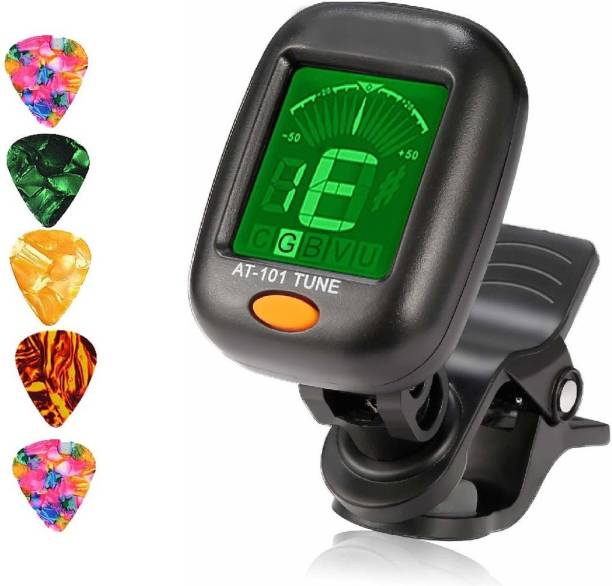 TechBlaze Digital 360 Degree Guitar Tuner with LCD Display for Guitar ,Easy to use , Highly Accurate Clip-on Electronic Tuner For Acoustic Guitar, Electric and Ukulele Capo Automatic Digital Tuner (Black) Automatic Digital Tuner