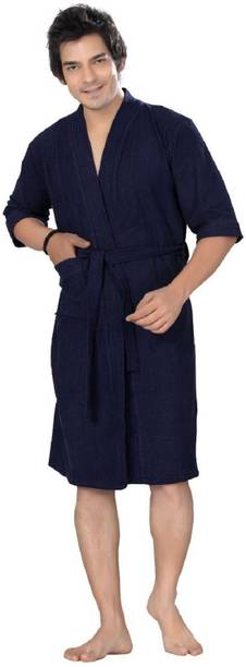 ELEVANTO Blue Free Size Bath Robe