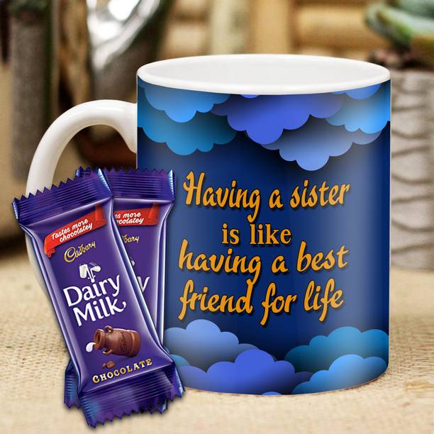 Midiron Gift for sister, Birthday gift for sister, Chocolate gift for sister, Coffee Mug for sister IZ21DTSisterDairyMilk2MU-99 Ceramic Gift Box