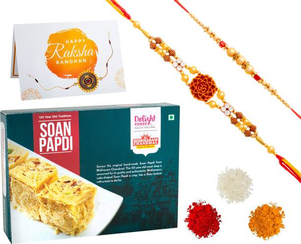 Delight Foods Rakhi Gift Combo - Soan Papdi Assorted Gift Box