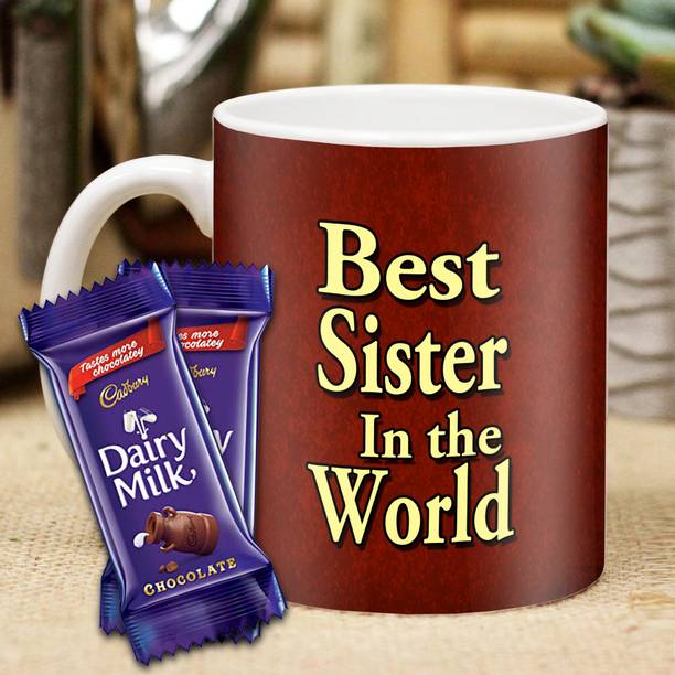 Midiron Gift for sister, Birthday gift for sister, Chocolate gift for sister, Coffee Mug for sister IZ21DTSisterDairyMilk2MU-91 Ceramic Gift Box