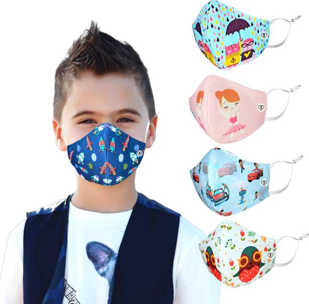 SUBHUSHA SUPER SAFETY 3 Layer Cotton Digital printed kids mask combo pack Reusable Washable Breathable Skin Friendly Soft Cotton Fabric Face Mask with Adjustable Ear loops for Boys Girls Children Babies (Anti Pollution Mask , Anti Viral Mask , Anti Bacterial Mask ) (School Mask , Outdoor Mask , Kids Party Mask) (Child Mask , Kids Mask 3 years, Kids Mask 4 years , kids Mask 5 years , kids mask 6 years , kids mask 7 years , kids mask 8 years , kids mask 9 years , kids mask 10 years up to 14 yrs ) DP-02 Digital Print Reusable, Washable Cloth Mask