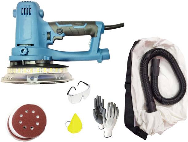 Mass Pro Heavy Duty 180mm (DFS-02-180) Round Electric Handheld Variable Speed Drywall Sander Machine inbuilt LED Light & Vacuum With Attachments 7 inch Disc Sander