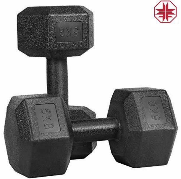 LYCAN 5kg ( pair ) Pvc Hex Dumbbells Fixed Weight Dumbbell
