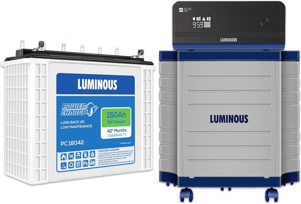 LUMINOUS PC18042 150Ah Battery with Zelio+1100 Pure Sine Wave Inverter &amp; Trolley Tubular Inverter Battery