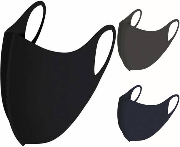 Jigyaasaa Skuba Mix color mask 03pc BK + GR + NV Reusable, Washable Cloth Mask